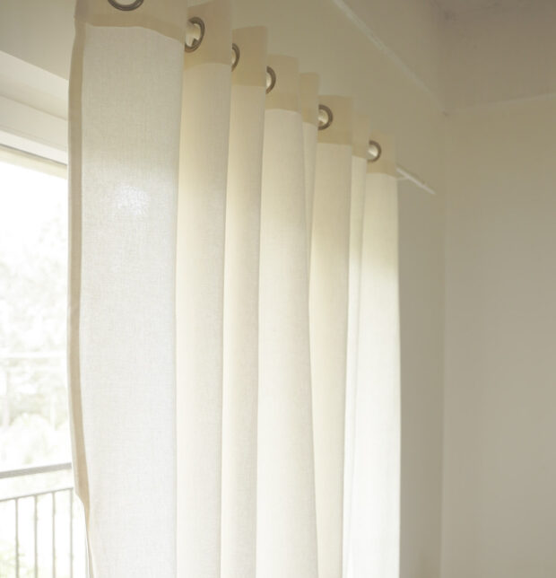 Customizable Curtain, Cotton - Solid - Pearl White