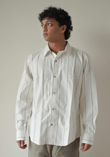 Classic Stripe Cotton Studio Shirt for Men – White