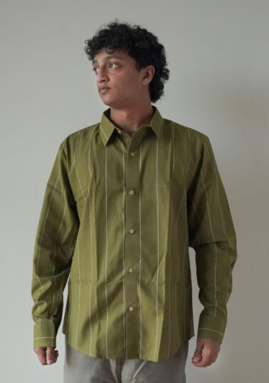 Classic Stripe Cotton Studio Shirt for Men – Green