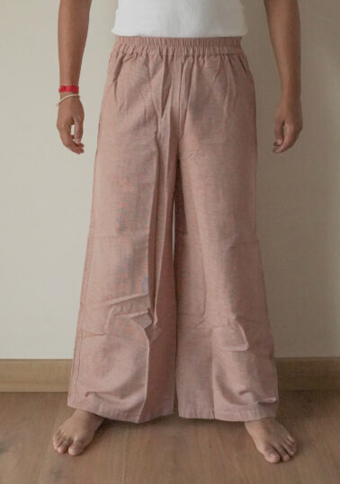 Pinstripes Wide-Leg Cotton Pants for Men - Dusty Pink