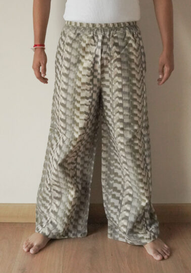 Sage Ikat Cotton Wide-Leg Pants for Men