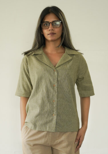 Contour Cotton Resort Shirt for Women – Olive Green
