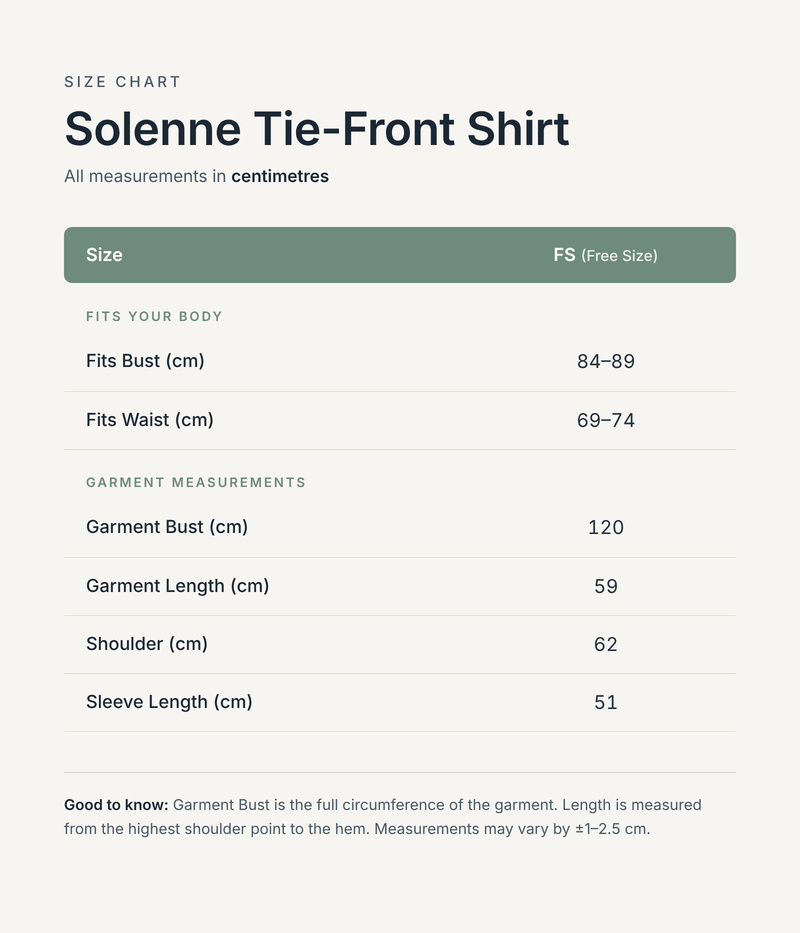Size chart in centimetres