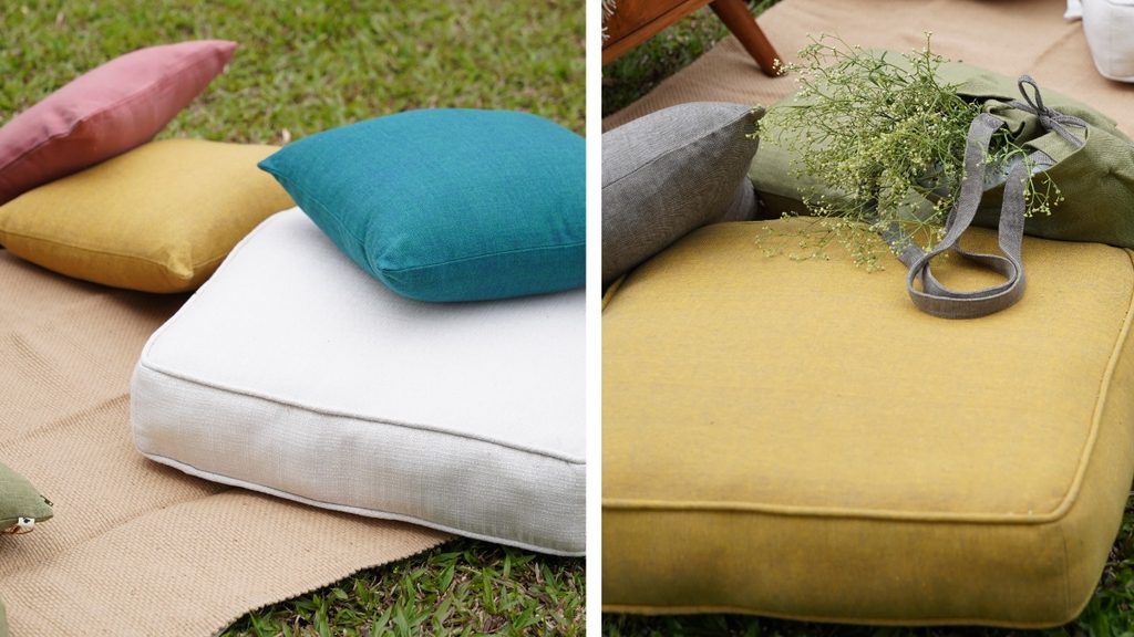 Thoppia cotton floor cushions with Recron filling in earthy colours
