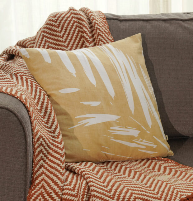 Abstract Palm Leaf Printed Cotton Cushion Cover 16