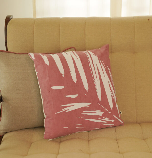 Abstract Palm Leaf Printed Cotton Cushion Cover 16