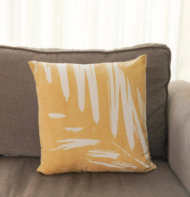 Abstract Palm Leaf Printed Cotton Cushion Cover 16
