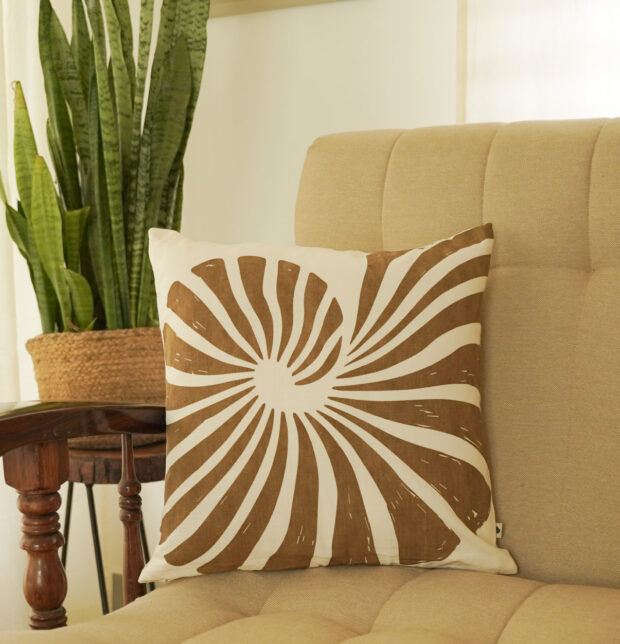 Spiral Shell Printed Cotton Cushion Cover 16