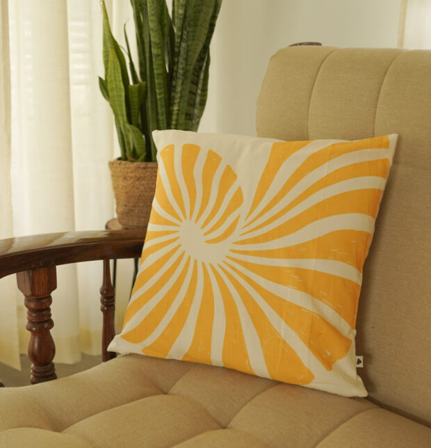 Spiral Shell Printed Cotton Cushion Cover 16