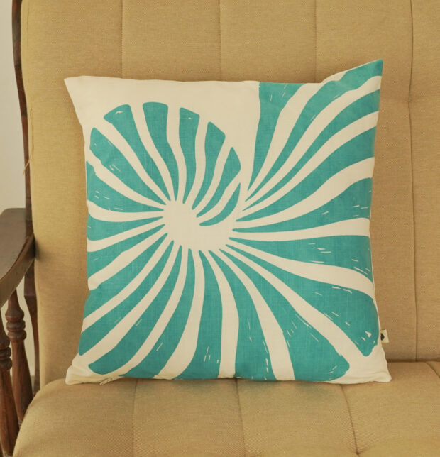 Spiral Shell Printed Cotton Cushion Cover 16